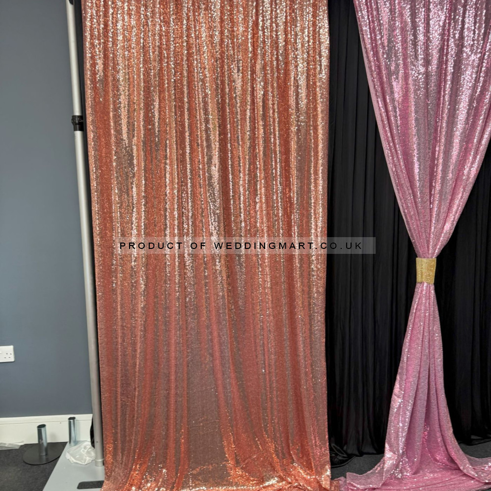 1m (w) x 3m (h) Sparkling Sequin Overlay Panel - ROSE GOLD