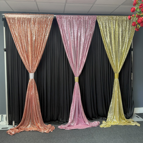 1m (w) x 3m (h) Sparkling Sequin Overlay Panel - ROSE GOLD – Wholesale Sequin Overlays for Wedding Decorators | WeddingMart
