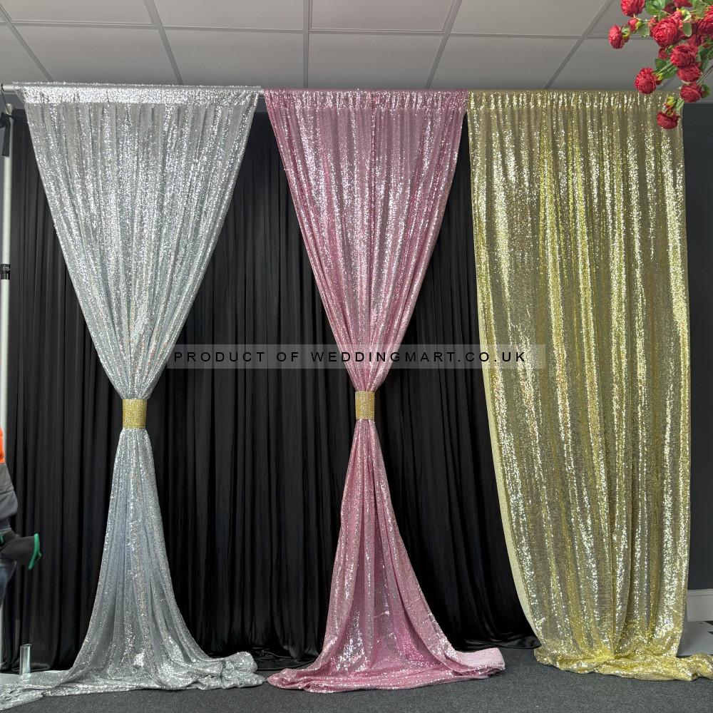 1m (w) x 3m (h) Sparkling Sequin Overlay Panel - SILVER