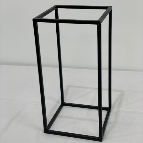40cm Black Metal Flower Stand – Compact Rectangular Floral Pedestal – Wholesale Centrepiece Stands for Wedding Decorators | WeddingMart