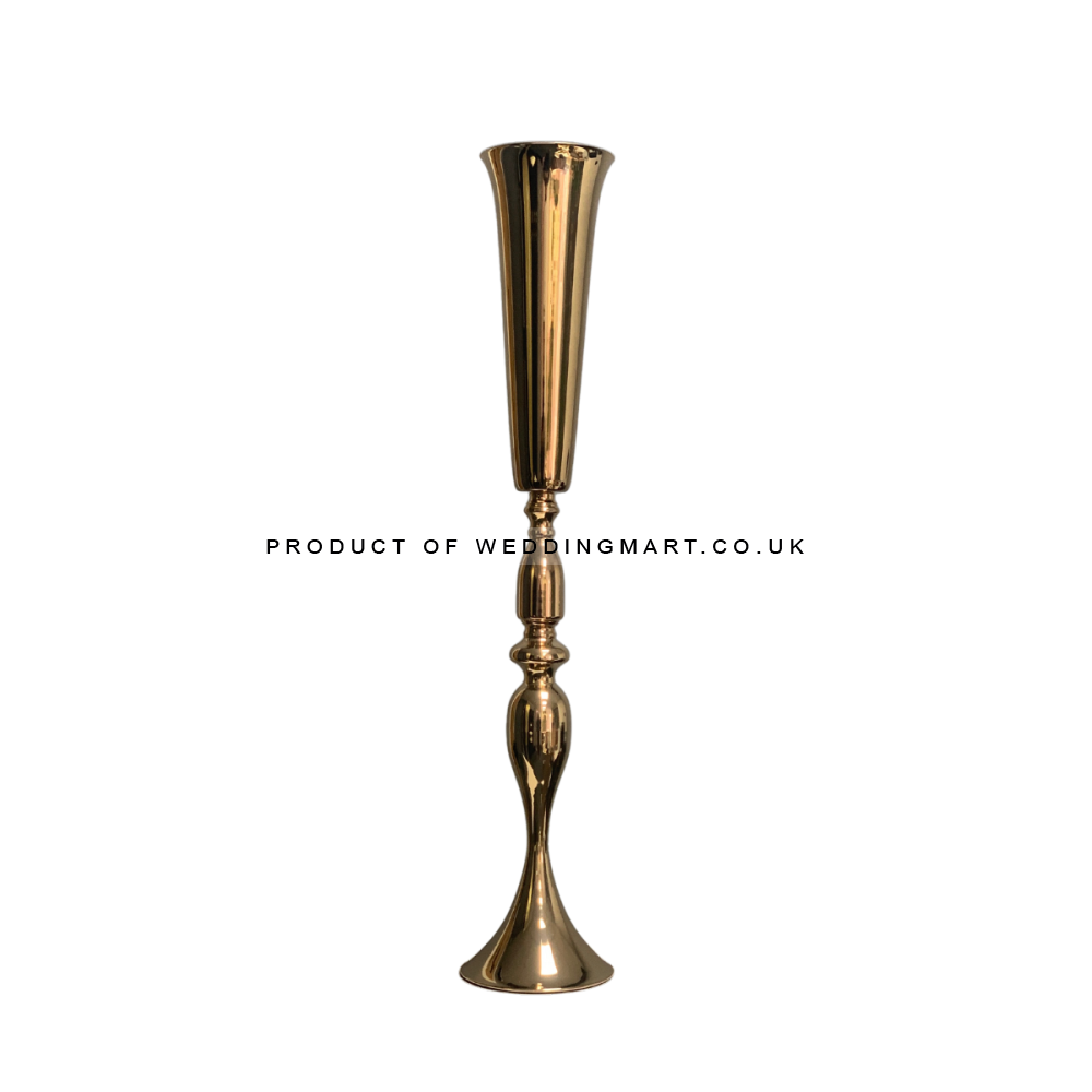 90cm Metal Tall Truphet Flower Vase - GOLD