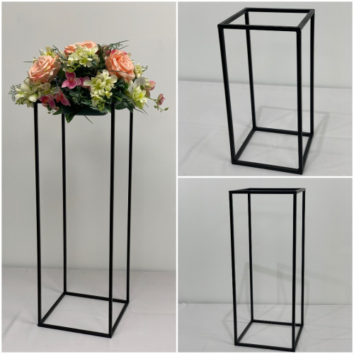 100cm Black Metal Flower Stand – Extra Tall Rectangular Floral Pedestal – Wholesale Budget Centerpiece Stands for Wedding Decorators | WeddingMart