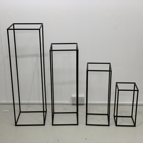 100cm Black Metal Flower Stand – Extra Tall Rectangular Floral Pedestal – Wholesale Budget Centerpiece Stands for Wedding Decorators | WeddingMart
