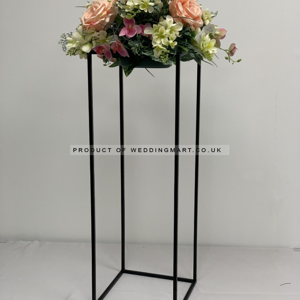 100cm Black Metal Flower Stand – Extra Tall Rectangular Floral Pedestal