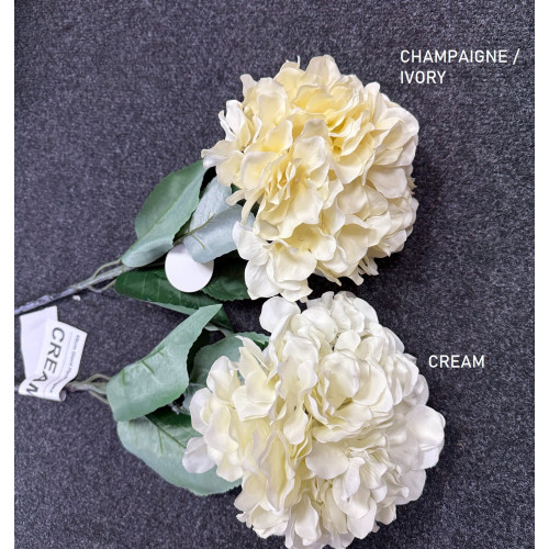 68cm Artificial Giant Hydrangea Stem - Champhagne