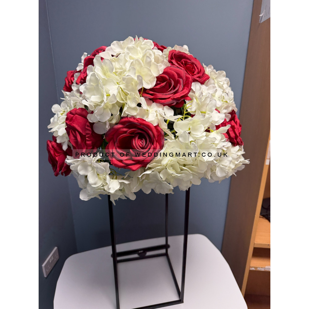 Red and White Centerpiece Flower Arrangement - FA6035