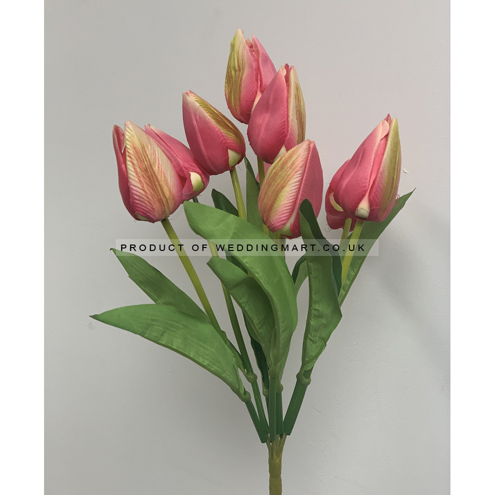 9 Heads Artificial Tulip Bouquet - Pink