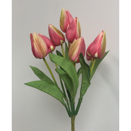 9 Heads Artificial Tulip Bouquet - Pink