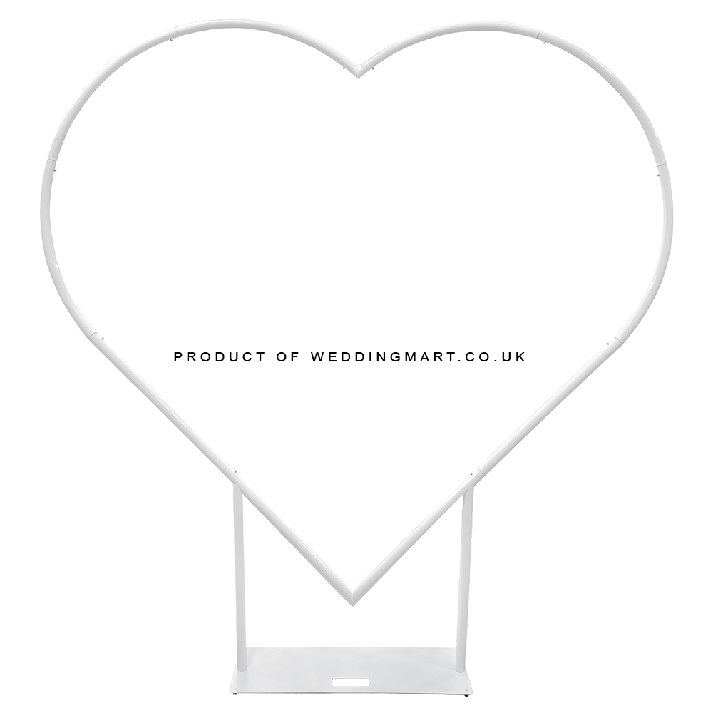 White freestanding aluminium love arch frame heart shape wedding backdrop