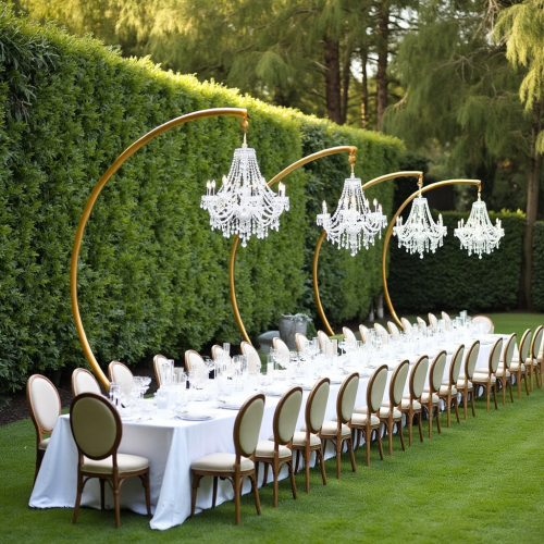 Half Moon Curvy Freestanding Chandelier Hanger Stand - Gold