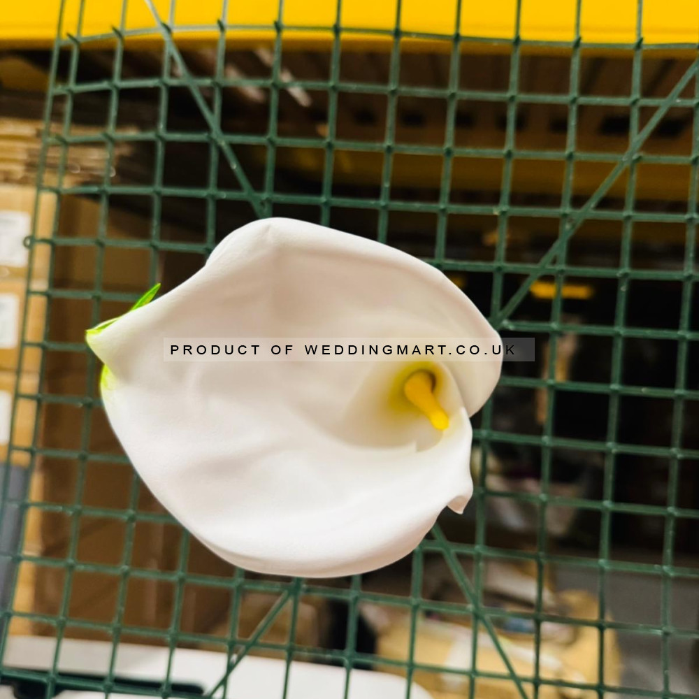 20cm Artificial Calla Lily Flower Heads - White with Green (Pack of 12)