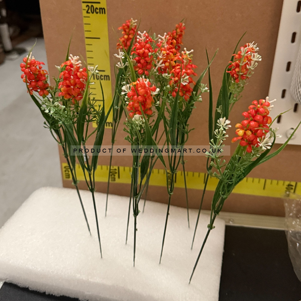 Artificial Laveldar Flower Stems (Pack of 12) - Orange