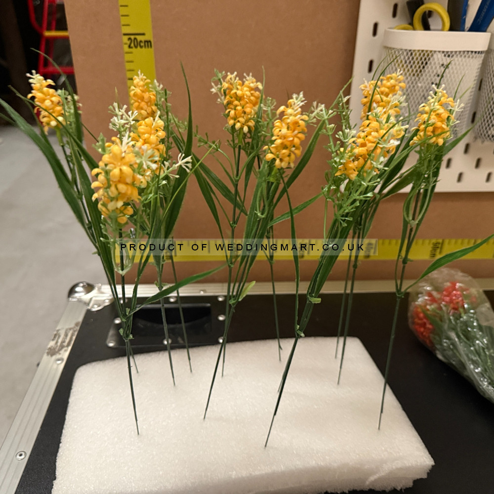 Artificial Laveldar Flower Stems (Pack of 12) - Yellow