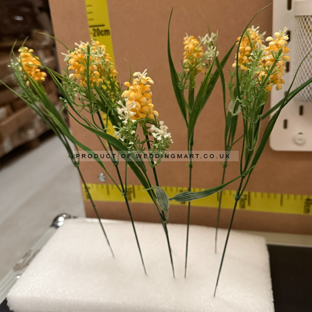 Artificial Laveldar Flower Stems (Pack of 12) - Yellow