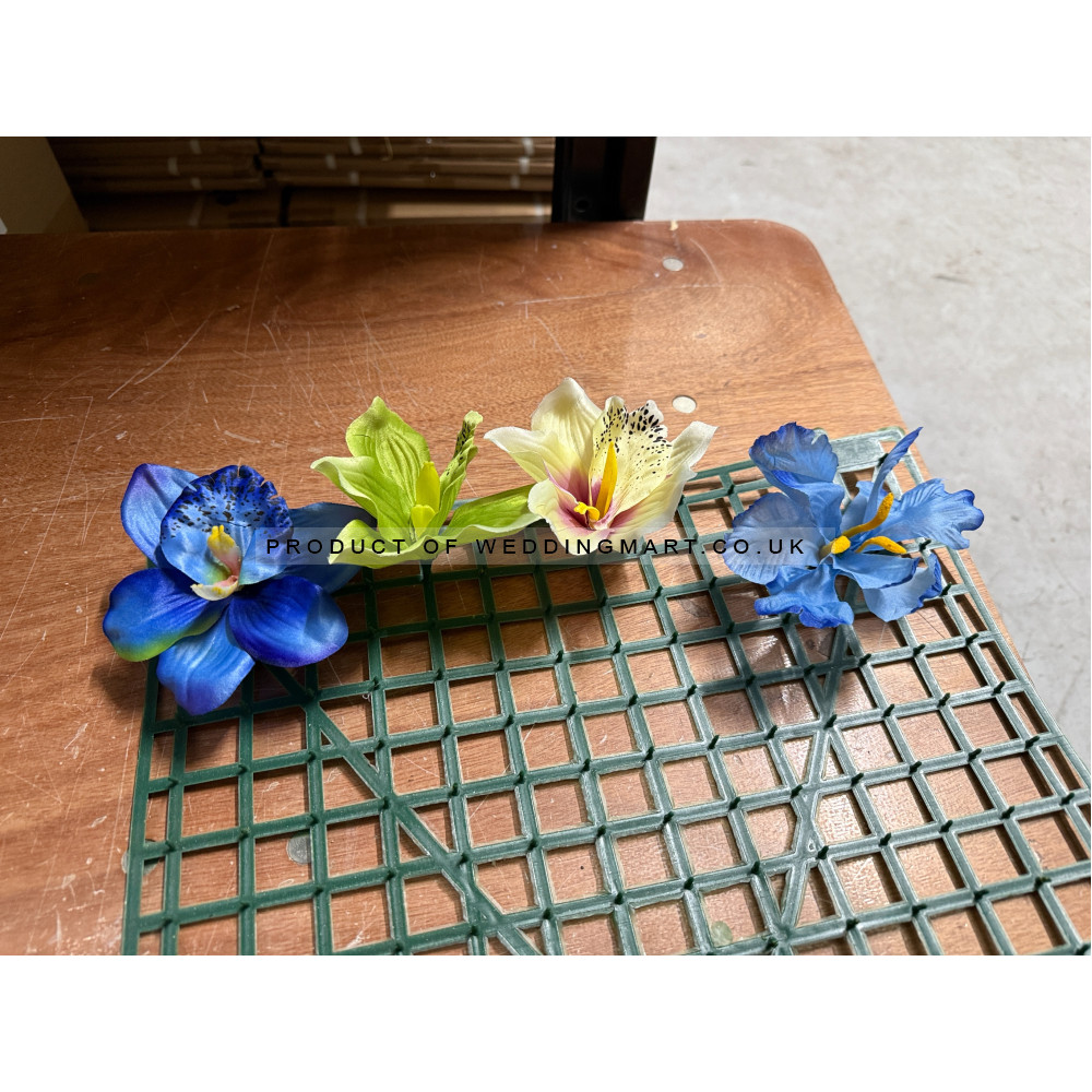 Artificial Iris Flower Head  (Pack of 24) - Blue