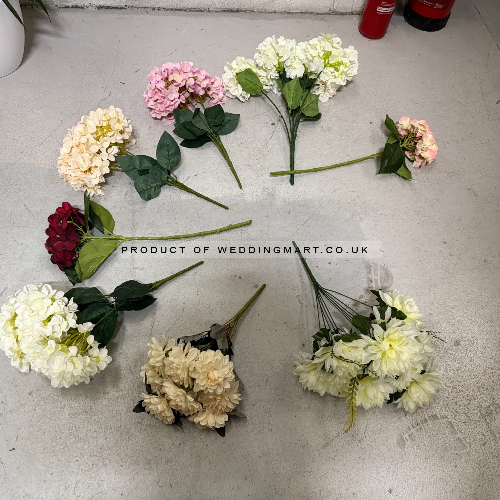 Assorted 8 pcs Artificial Hydrangea Bouquets - CL2514 – Wholesale Clearance for Wedding Decorators | WeddingMart
