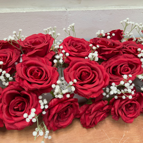 100cm Artificial Red Wedding Top Table Floral Runner - FA26002 – Wholesale Hoop and Table Floral Arrangements for Wedding Decorators | WeddingMart