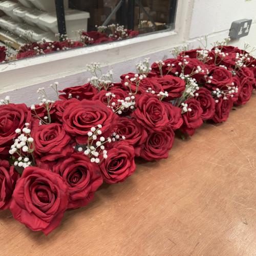 100cm Artificial Red Wedding Top Table Floral Runner - FA26002 – Wholesale Hoop and Table Floral Arrangements for Wedding Decorators | WeddingMart