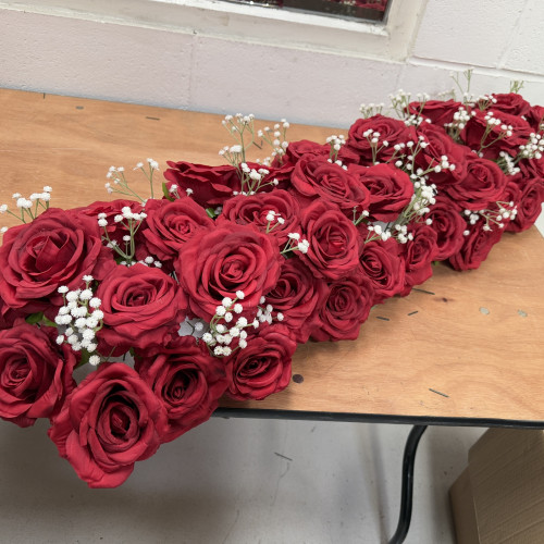 100cm Artificial Red Wedding Top Table Floral Runner - FA26002 – Wholesale Hoop and Table Floral Arrangements for Wedding Decorators | WeddingMart