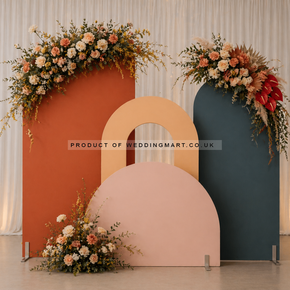 Splitex Pro backdrop panel holder stands holding round top backdrop panel with aluminium base supports