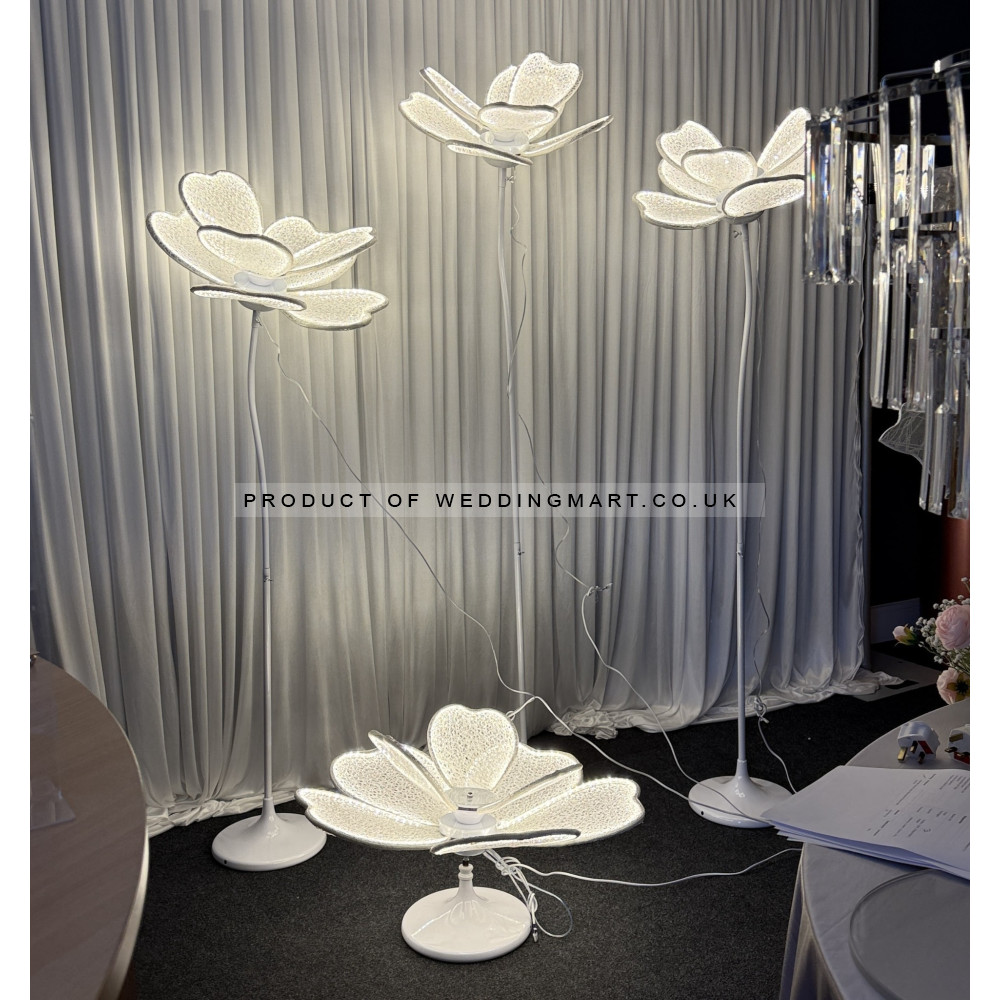 Freestanding Giant LED Flower Lights 4 Piece Set | Wedding Backdrop Décor