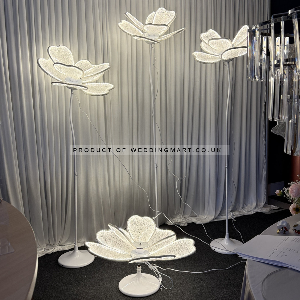 Freestanding Giant LED Flower Lights 4 Piece Set | Wedding Backdrop Décor