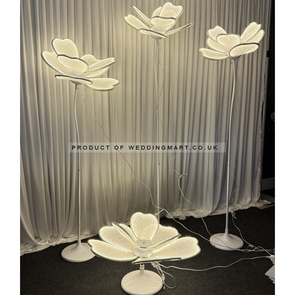 Freestanding Giant LED Flower Lights 4 Piece Set | Wedding Backdrop Décor