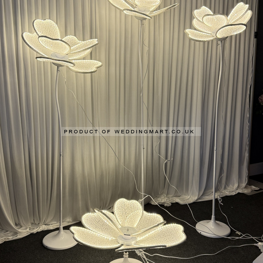Freestanding Giant LED Flower Lights 4 Piece Set | Wedding Backdrop Décor