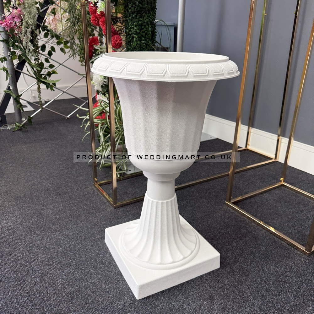 67cm Plastic Planter Urn Flower Pot - White
