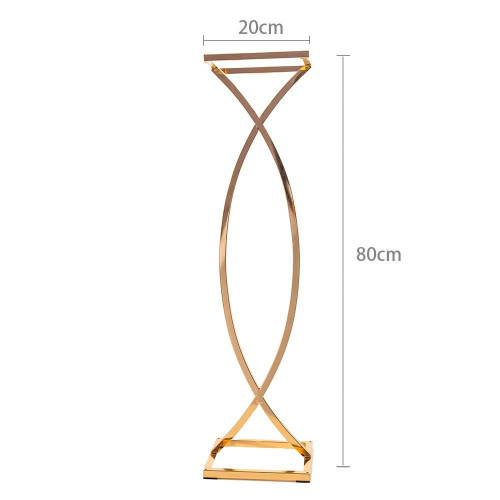 80cm Gold Plated Curved Table Flower Stand – Wholesale Metal Table Centerpiece Stands for Wedding Decorators | WeddingMart