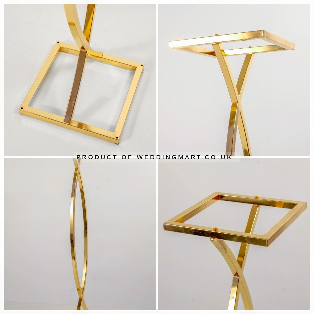 80cm Gold Plated Curved Table Flower Stand – Wholesale Metal Table Centerpiece Stands for Wedding Decorators | WeddingMart