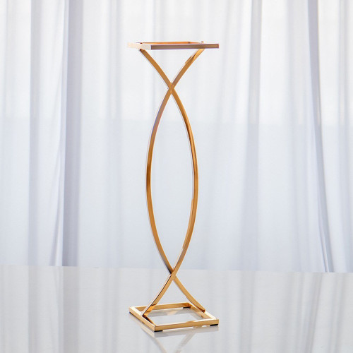 80cm Gold Plated Curved Table Flower Stand – Wholesale Metal Table Centerpiece Stands for Wedding Decorators | WeddingMart