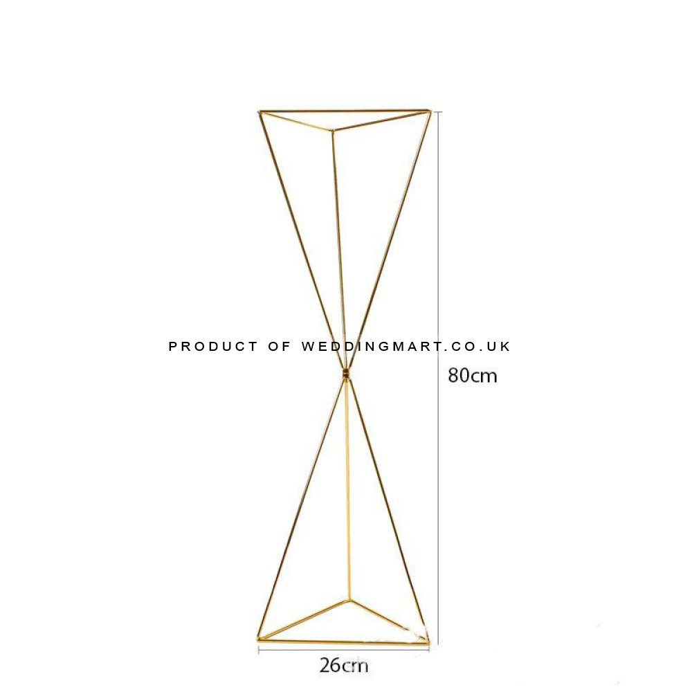 80cm Tall Hourglass Wedding Table Geometric Floral Display Centerpiece Stand – Gold