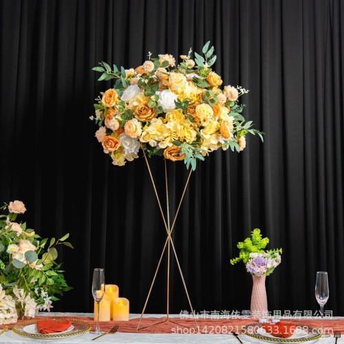 80cm Tall Hourglass Wedding Table Geometric Floral Display Centerpiece Stand – Gold – Wholesale Metal Table Centerpiece Stands for Wedding Decorators | WeddingMart