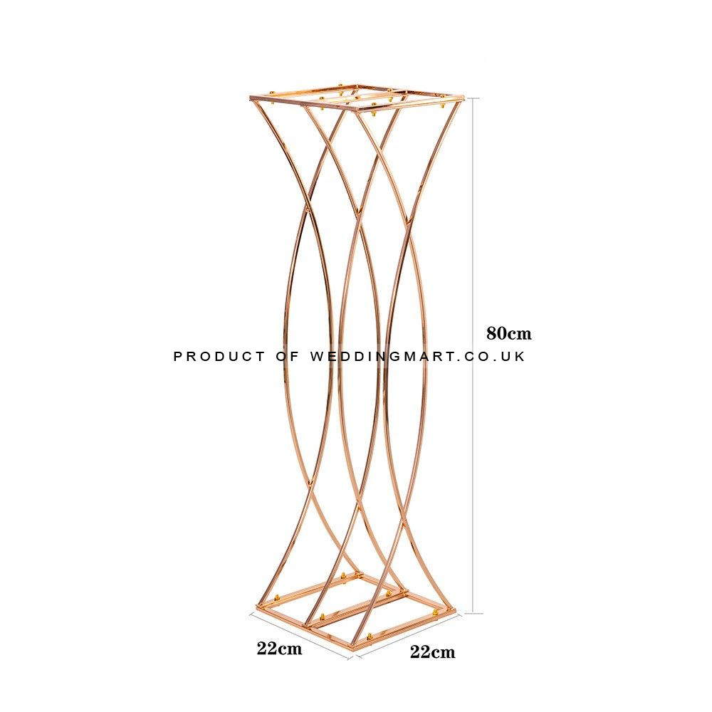 80cm Cross Layered Mermaid-Shaped Metal Flower Stand - Gold Plated