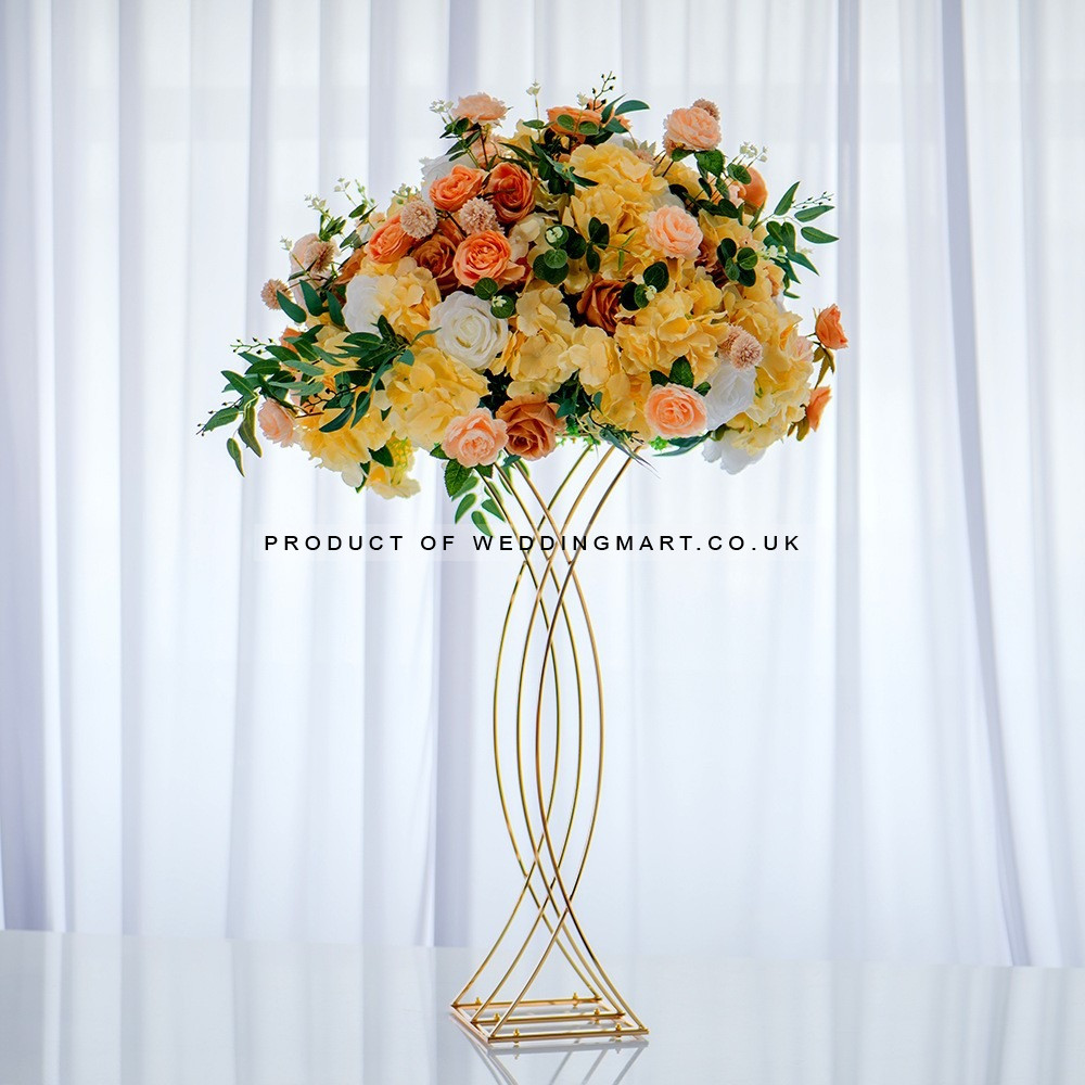 80cm Cross Layered Mermaid-Shaped Metal Flower Stand - Gold Plated