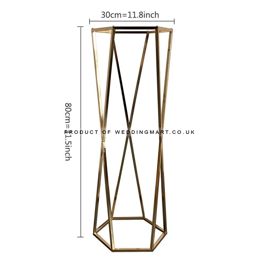 80cm HexagonGeometric Wedding Table Centerpiece Stand – Gold
