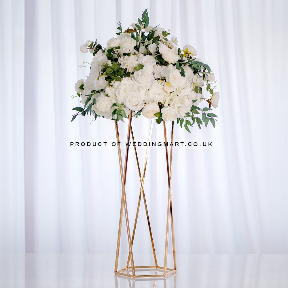 80cm HexagonGeometric Wedding Table Centerpiece Stand – Gold