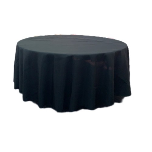 132 inch Round Polyester Table Cloths - Black