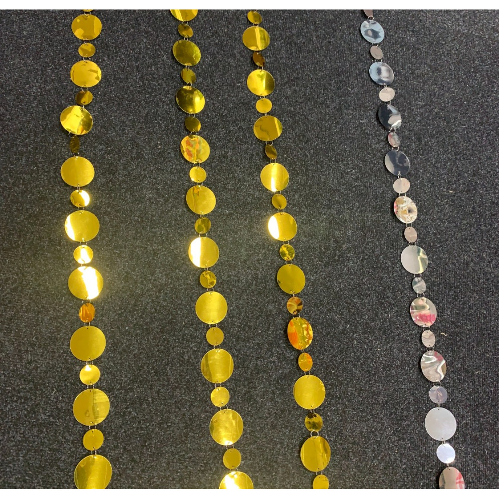 3m Mirror Beaded Garland String - Silver