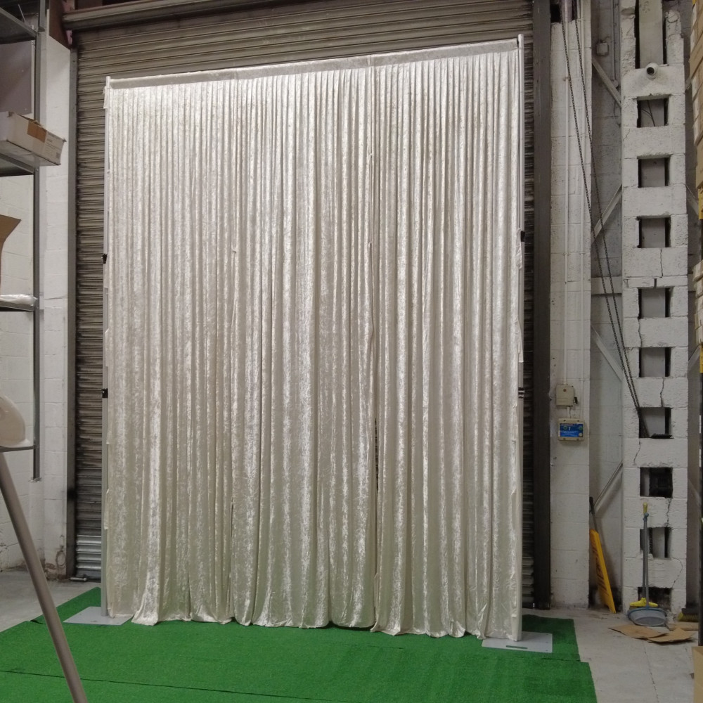 3m (w) x 4m (h) Velvet Backdrop Curtain - Ivory