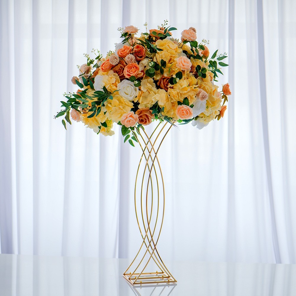 80cm Cross Layered Mermaid-Shaped Metal Flower Stand - Gold Plated