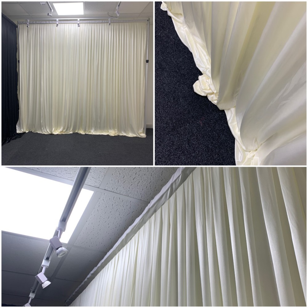 3m (w) x 3m (h) Wedding Backdrop Curtain - Ivory