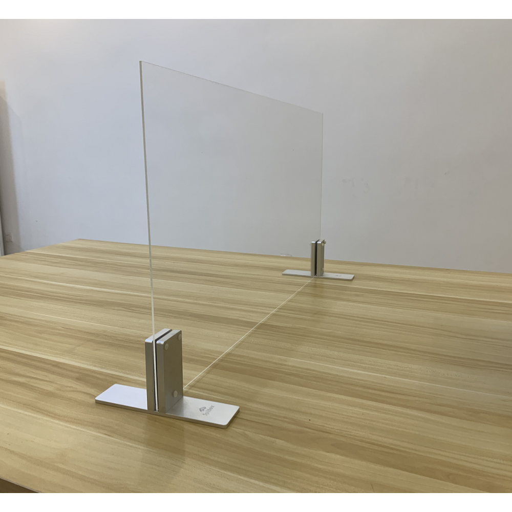 1000mm (w) x 800mm (h) Hanging Acrylic Sneeze Guard Screen with Aluminium Table Stands