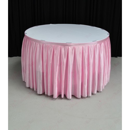 4M Pleated Wedding Cake Table Skirt - Baby Pink