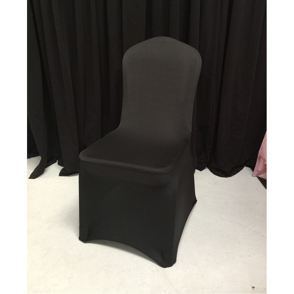 Pack of 100 Premium Black Spandex Chair Covers - Flat Front