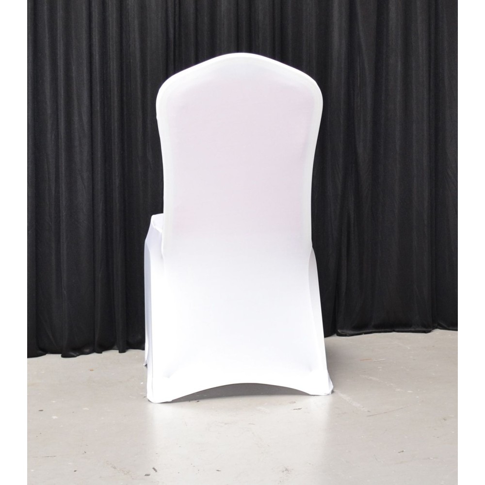 Pack of 100 Premium White Spandex Chair Covers - Flat Front