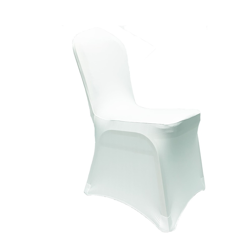 WHITE Premium Spandex Chair Covers - FLAT FRONT