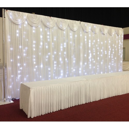 6m White Wedding Backdrop Curtain with White Detachable Swag