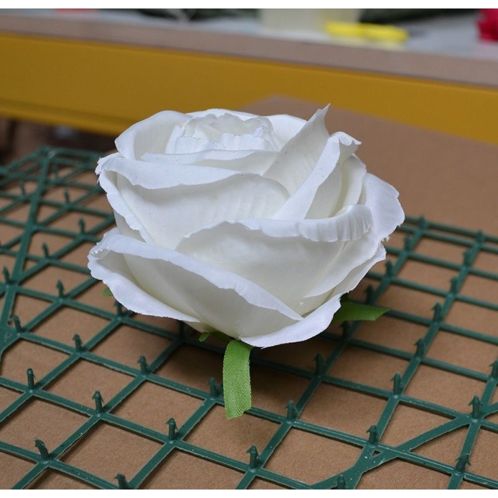 Pack of 10 Artificial Closed Rose Heads - White